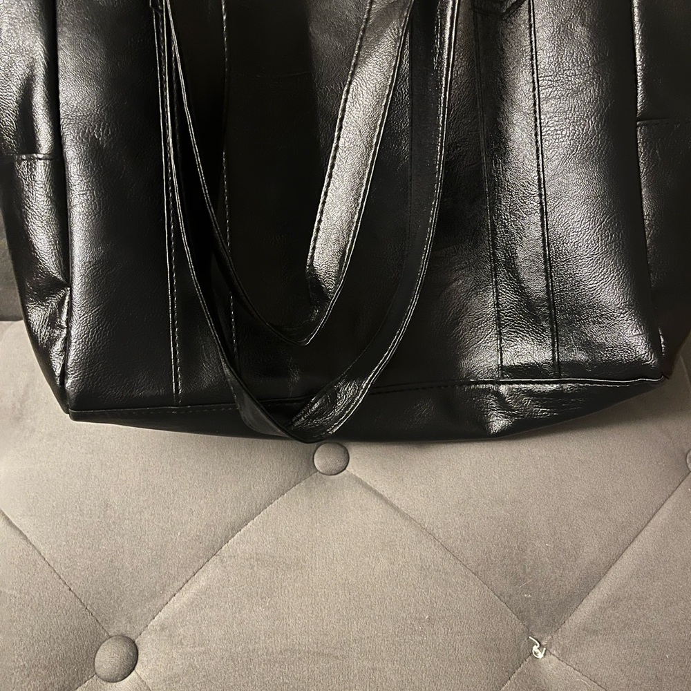 Elegant Black Leather Tote Bag